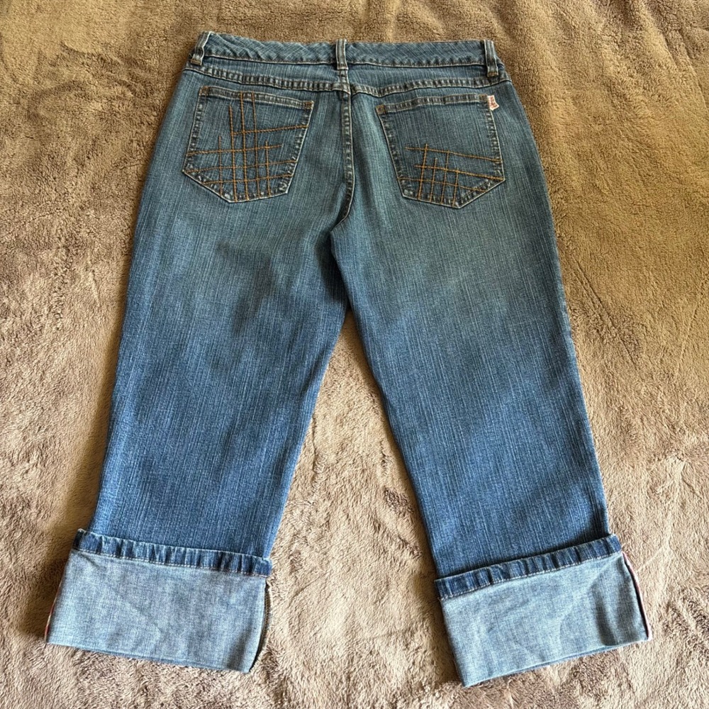 Tommy Jeans Y2K Cropped Capri Jeans Size 7 Cuffed Denim Low/Mid Rise - Picture 4 of 10